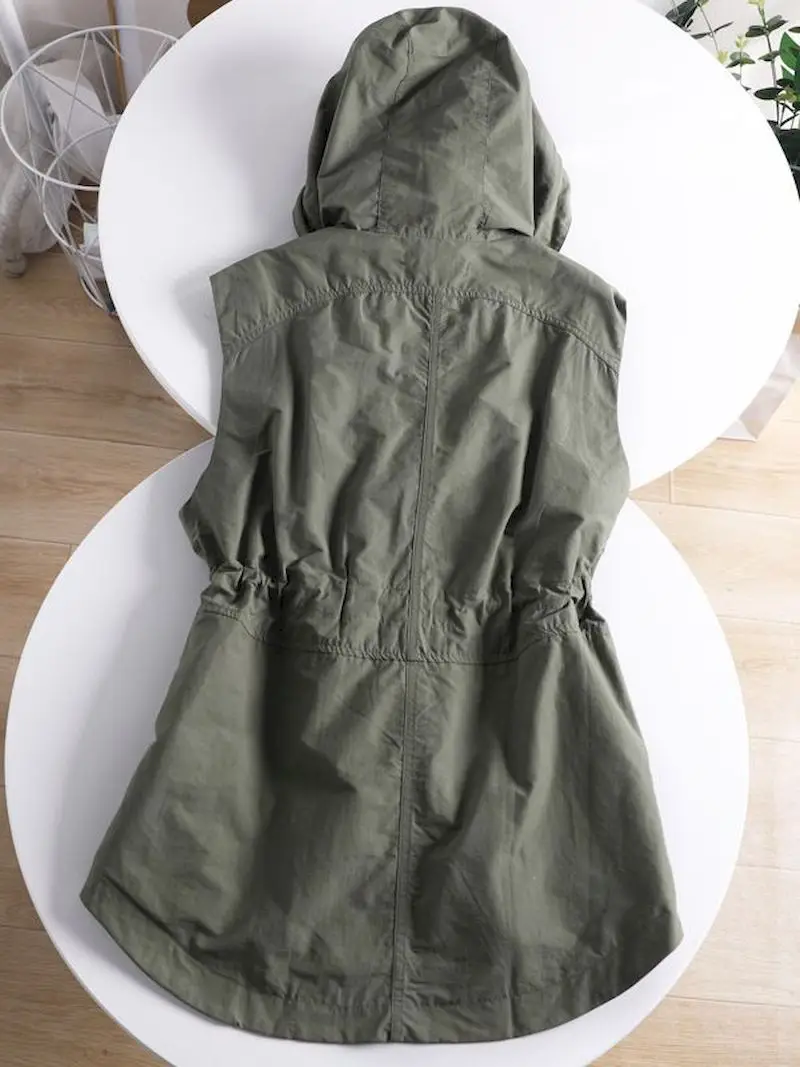 

Casual Waistcoat for Women Fashion Design Big Pocket Hooded Vest Jacket Thin Loose Workwear Vests Outerwear Spring Autumn Trend