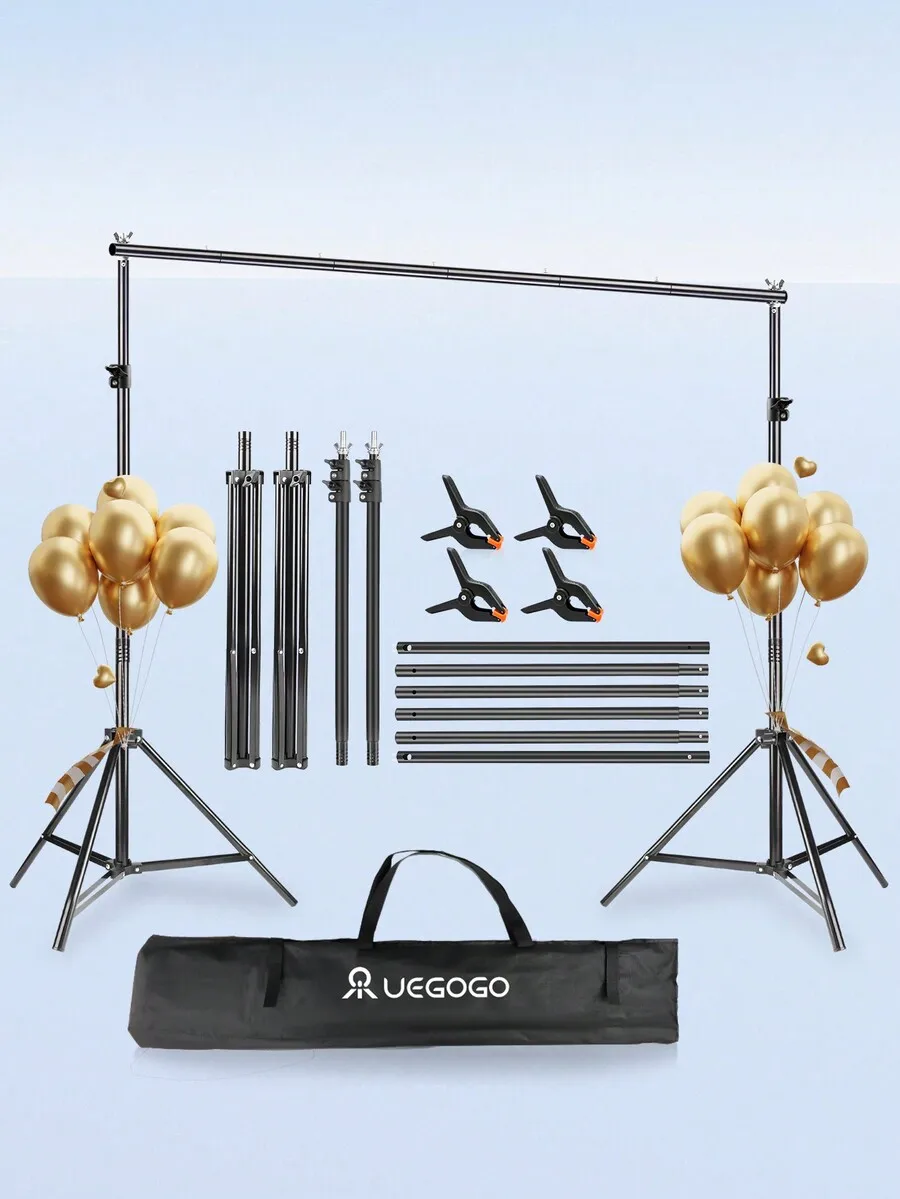 200*200mm DIY Vertical Backdrop Stand, Adjustable Photography Backdrop Support, Equipped With 4 Backdrop Clips, Non-Slip Handle