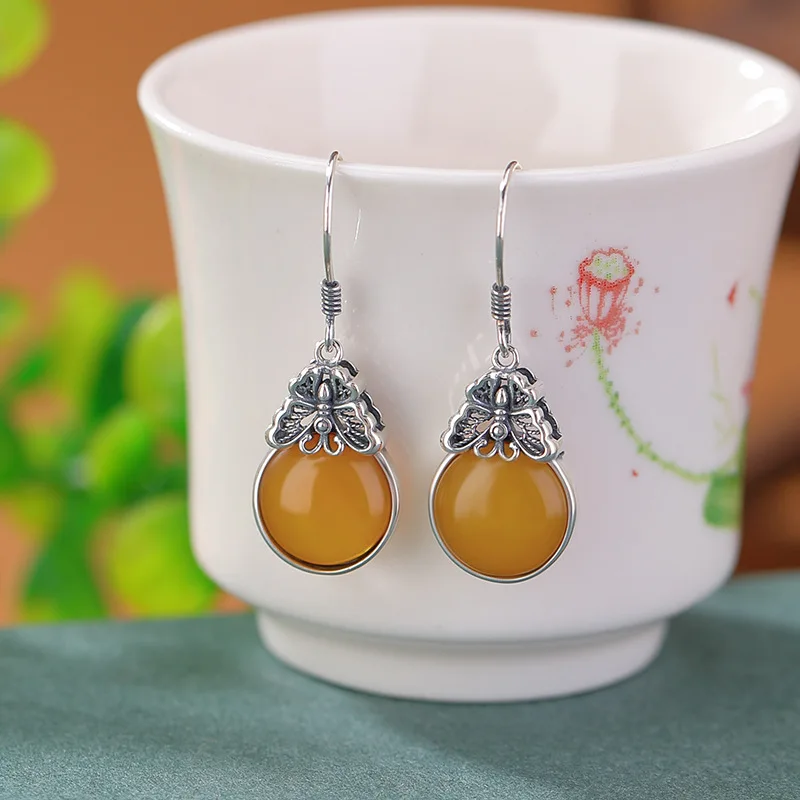 s925-sterling-silver-amber-hollow-surface-earrings-national-style-elegant-ear-hooks