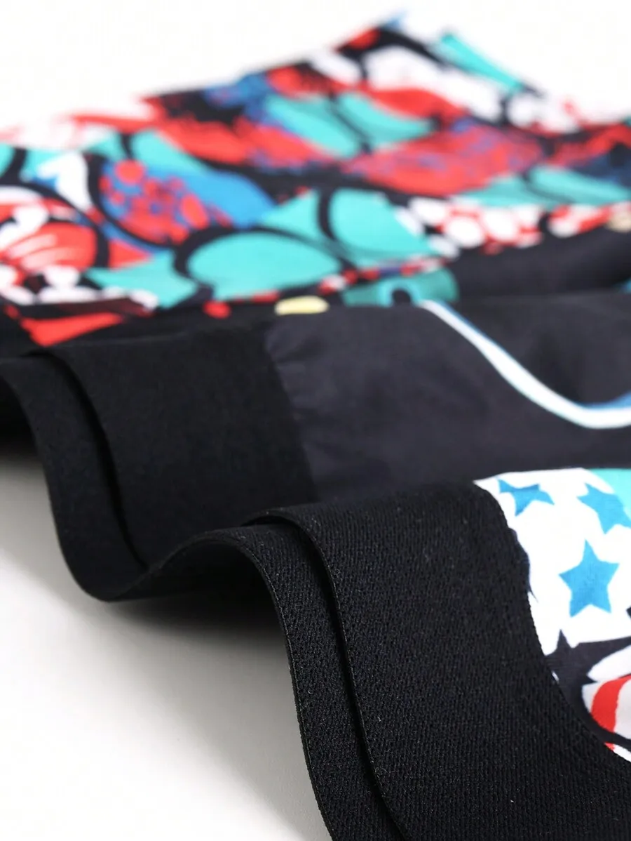 Mens Geometric Print Boxer Briefs With Polka Dot Pattern