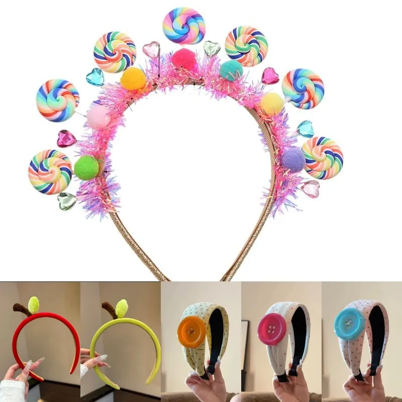 1pc New Cute Cartoon Lollipop Hairband Sweet Candy Hairband Girly Heart Princess Hair Accessories