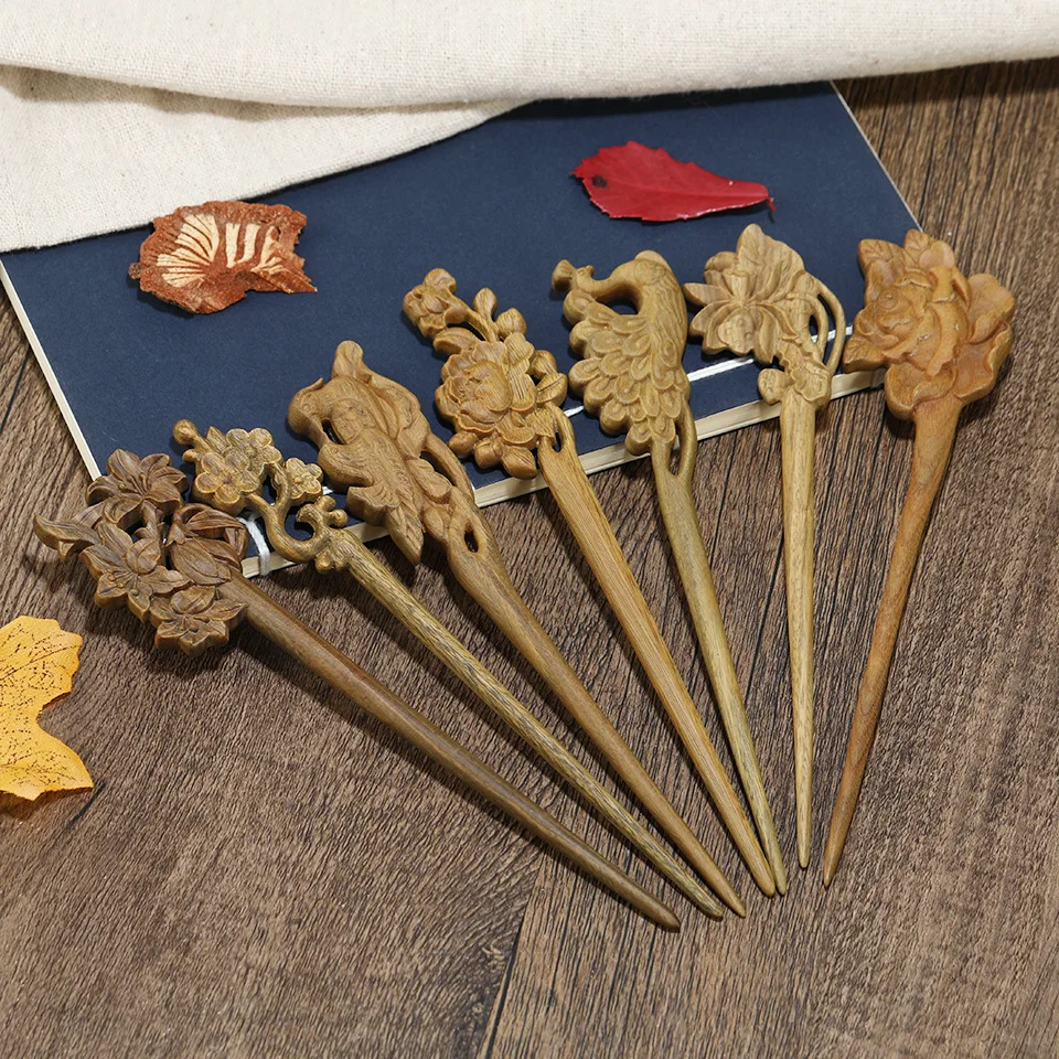 Multiple Styles Carve Hairpins Styling Tools Antiquity Cheongsam Hair Stick Classical Vintage Sandalwood Wood Boutique