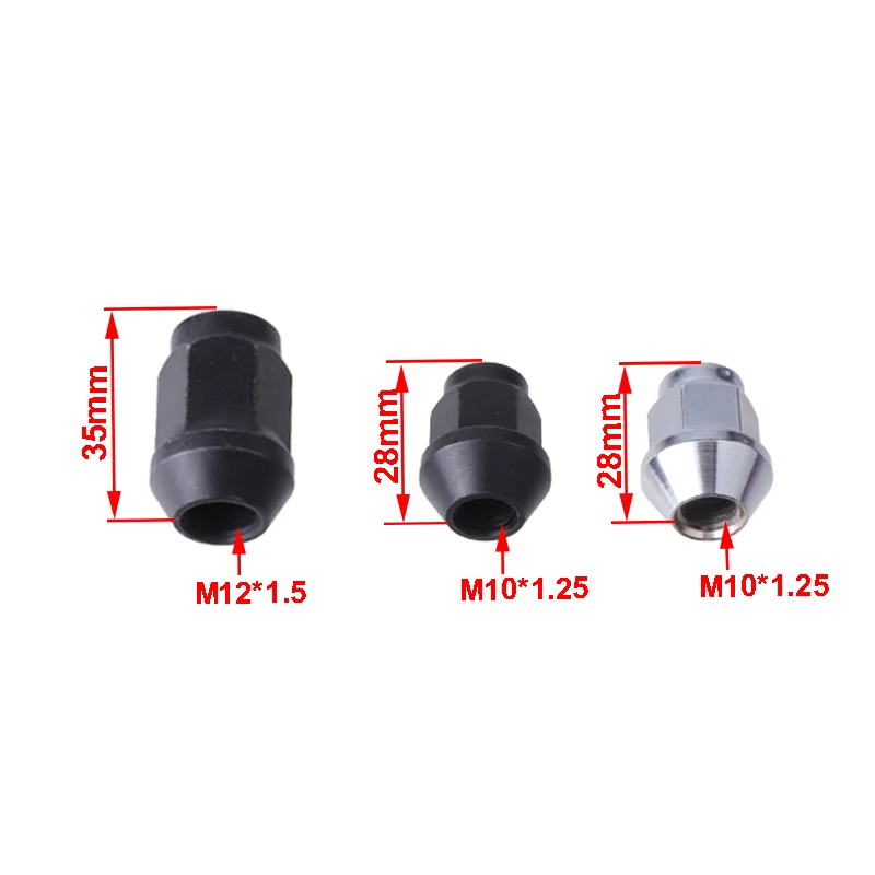 4 قطعة M10x1.25/M12x1.5 العروة الجوز محور عجلات الجوز ل Huansong HS ATV سكوتر عربات التي تجرها الدواب UTV دراجة رباعية مركبة موتو سبائك الألومنيوم حافة عجلة