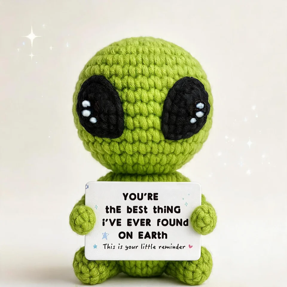 Crocheted Alien Toy Doll Positive Gift Card