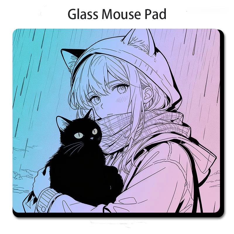 Cute Kitten Paws Sweet Girl Frog Headgear Little Monster Glass Mouse Pad Ee-sports Gaming Keyboard Office Desktop Decoration
