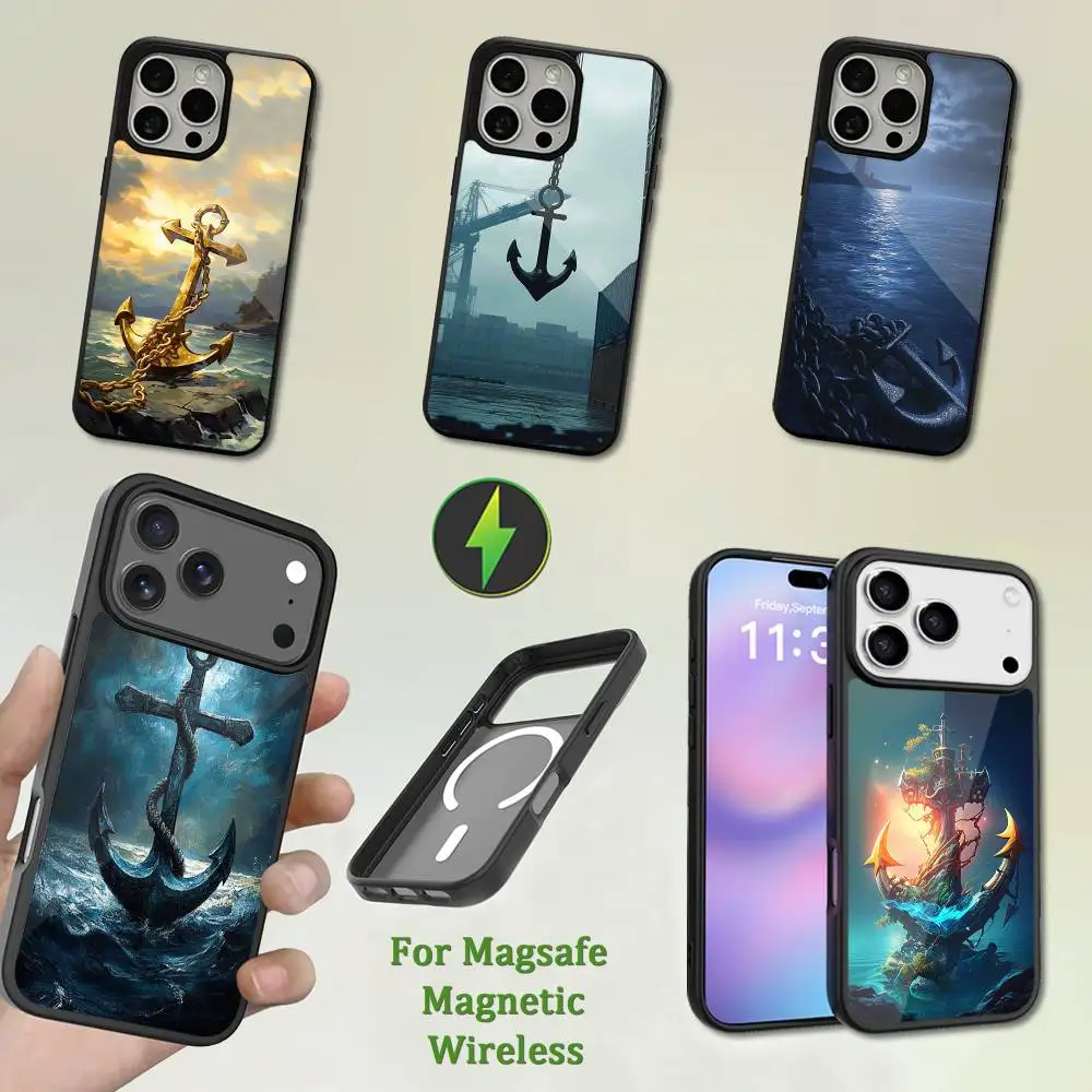 

Sailing Art Ocean Anchor Phone Case For iPhone 13,12,11,16,15,17,14,Pro,Max,Plus,Mini,Magsafe,Magnetic Wireless Charging