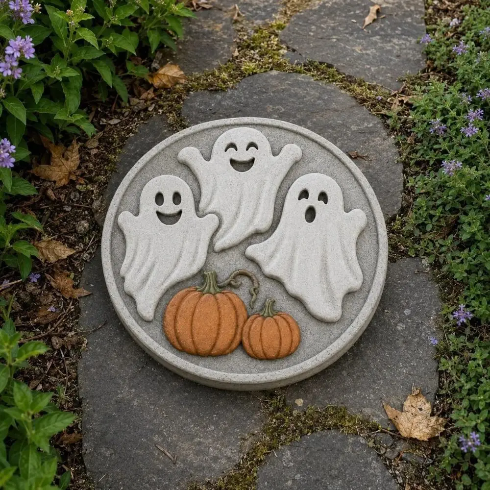 Reusable Pumpkin Stepping Stone Mold Pumpkin Shape Concrete Casting Path Paver Mold DIY Concrete Paver Outdoor Decor