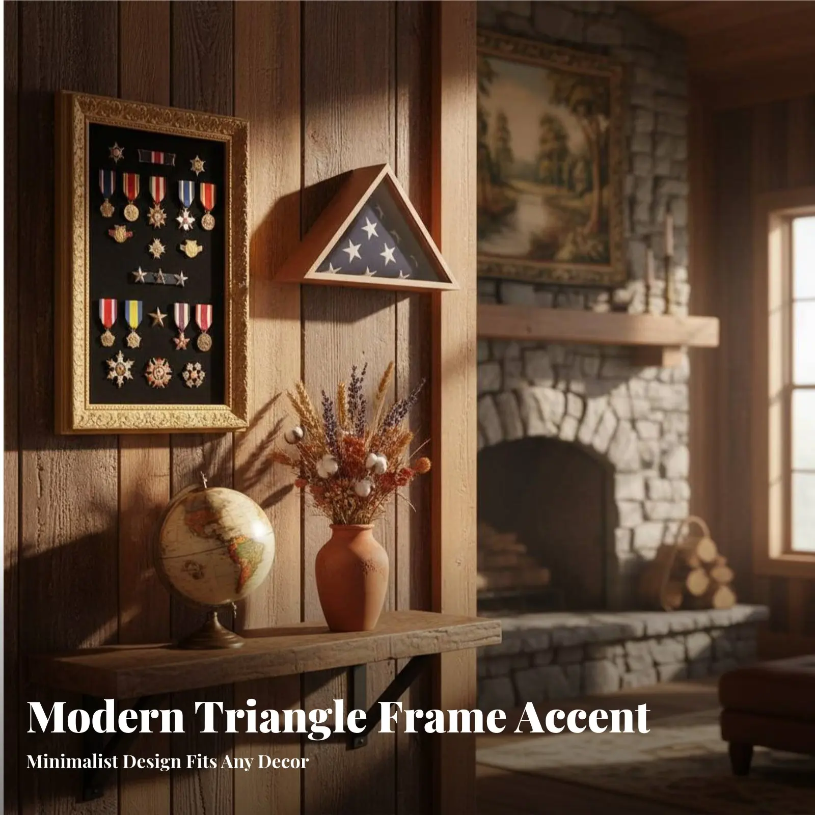 Triangle Flag Case Real Wood Triangle Flag Display Case Hardware Included Elegant Design for Veterans