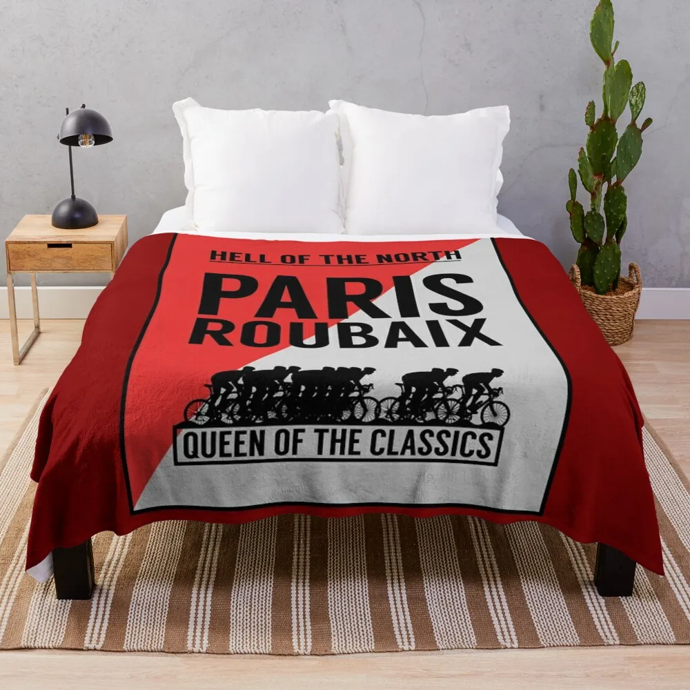 

PARIS ROUBAIX : Vintage Bike Racing Print Throw Blanket Luxury St Thermals For Travel Custom Sofa Blankets