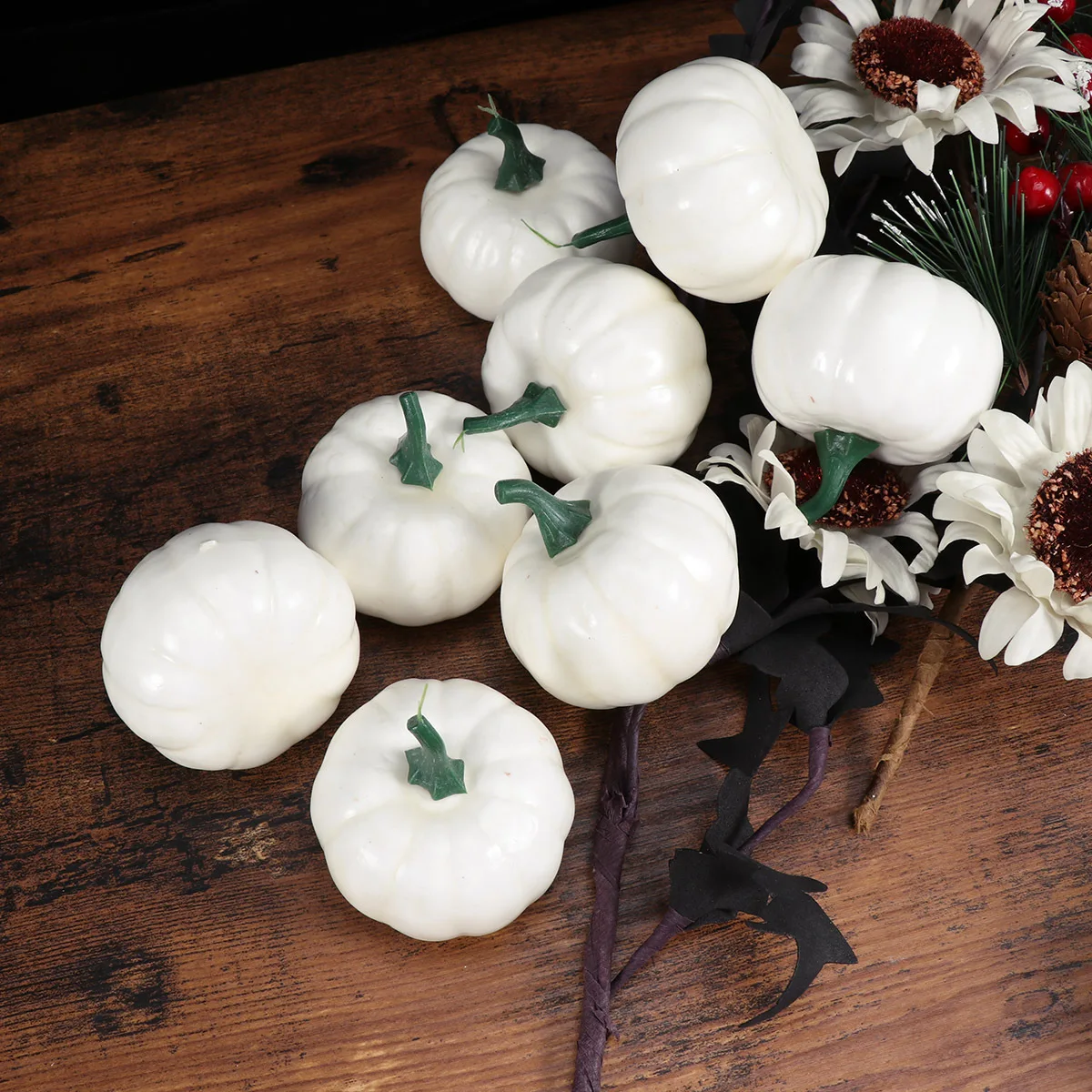 

12pcs Diy Pumpkin Props Realistic Fake Pumpkin For Halloween Thanksgiving Decoration Craft Painting Autumn Decor Simulation