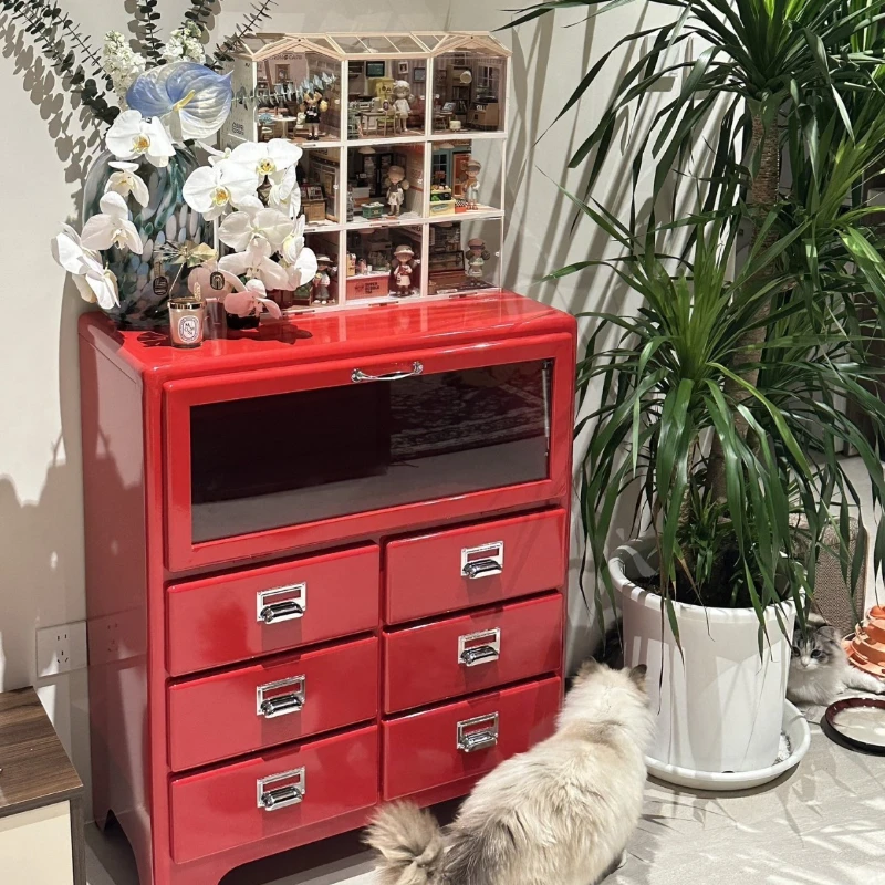 

Japanese retro tin cabinet metal drawer cabinet eco-friendly side storage Internet celebrity ins decoration