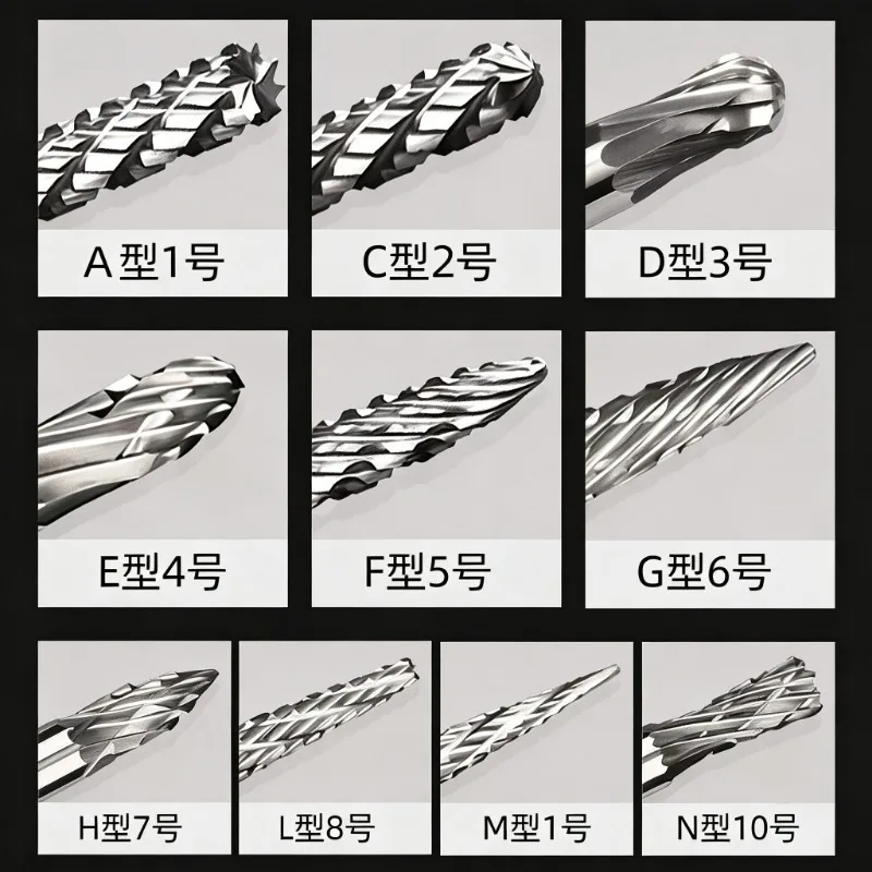 Carbide Rotary File 3mm Tungsten Steel Electric Grinding Head Stainless Steel Woodworking Grinding Bit Carving Small Rotary File