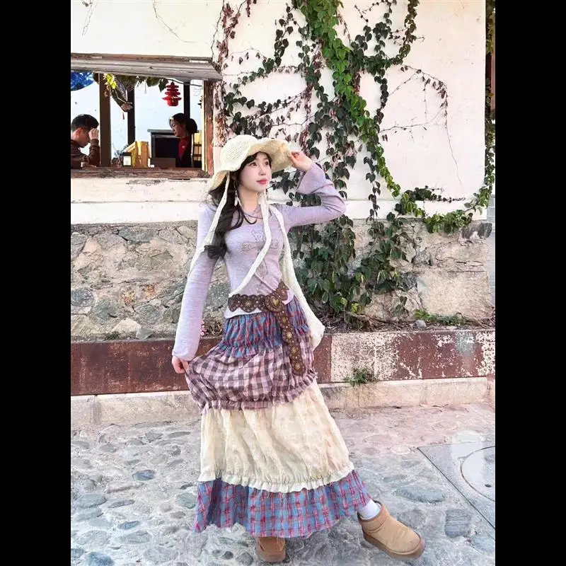 

Повседневный этнический комплект для путешествий Sle Street Faion, поясной ремень, дизайн Sensation, маленькая полудлинная юбка, облегающая посадка