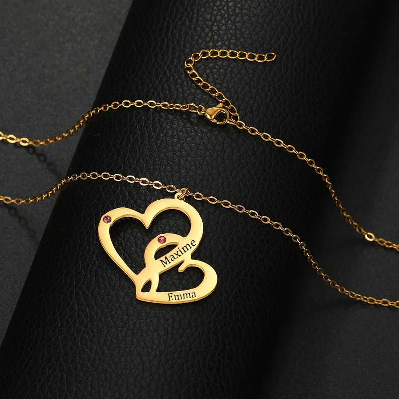 Nextvance Custom Engraved Name V Shape Necklace for Women Stainless Steel Personalized Birthstone Choker Family Jewelry Gift