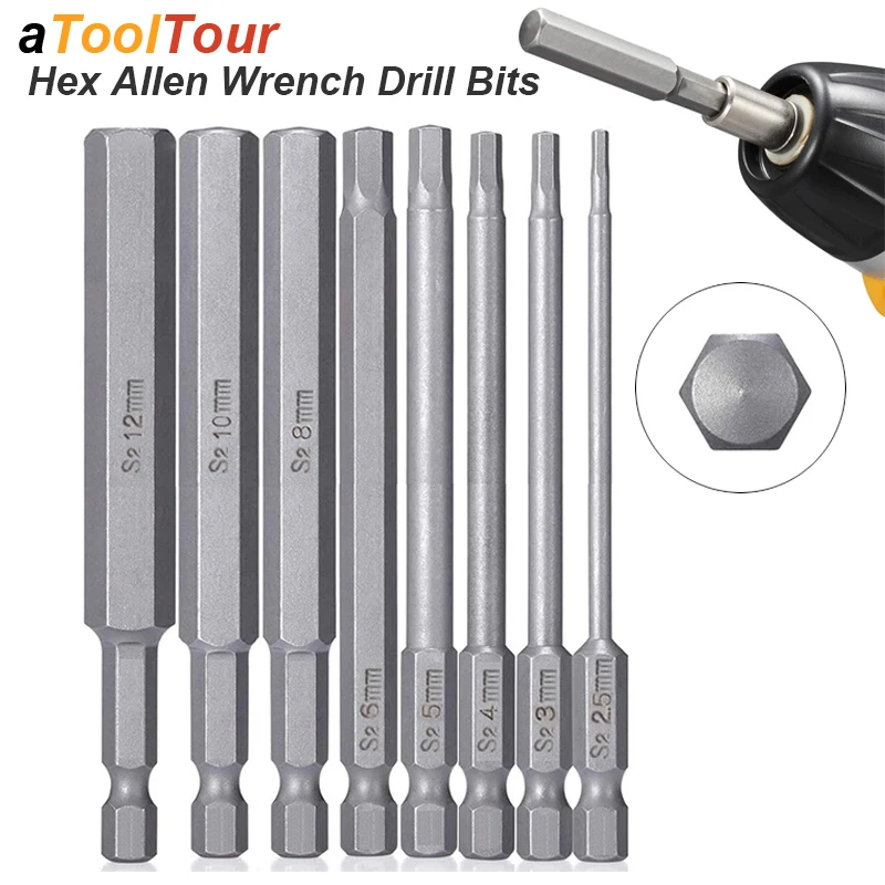 Hex Allen Wrench Bit Set Metric Imperial SAE Screwdriver Electric Power Drill Adapter Driver Key Socket Security Magnetic Tip