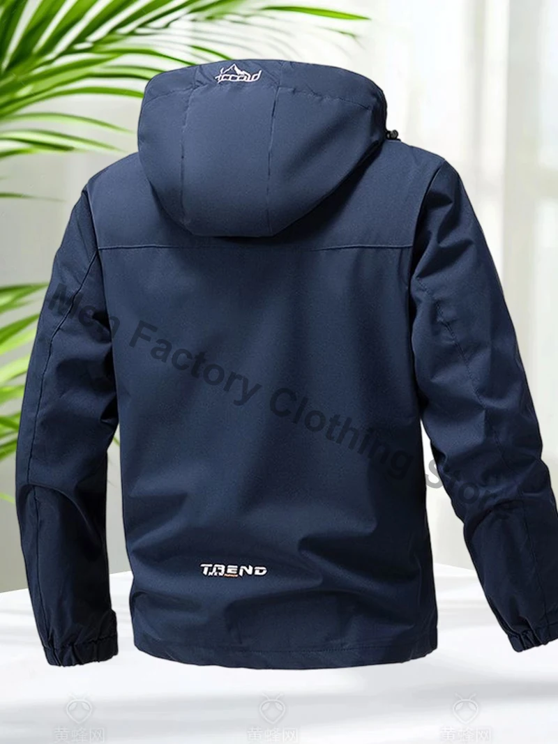 Waterproof Jacket Men Outdoor Softshell Zip Up Hooded Jacket Windbreaker Hiking Camping Coats Lightweight Spring Autumn Coats