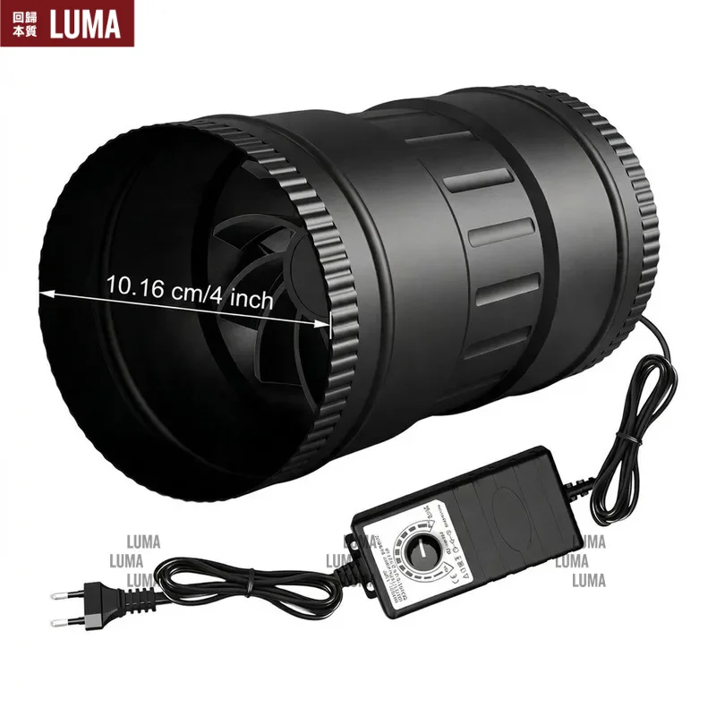 Hon&Guan 4-Inch Duct Booster Fan with Speed Controller, Ultra-Low Power Consumption of 6 Watts, Small Silent Exhaust Fan
