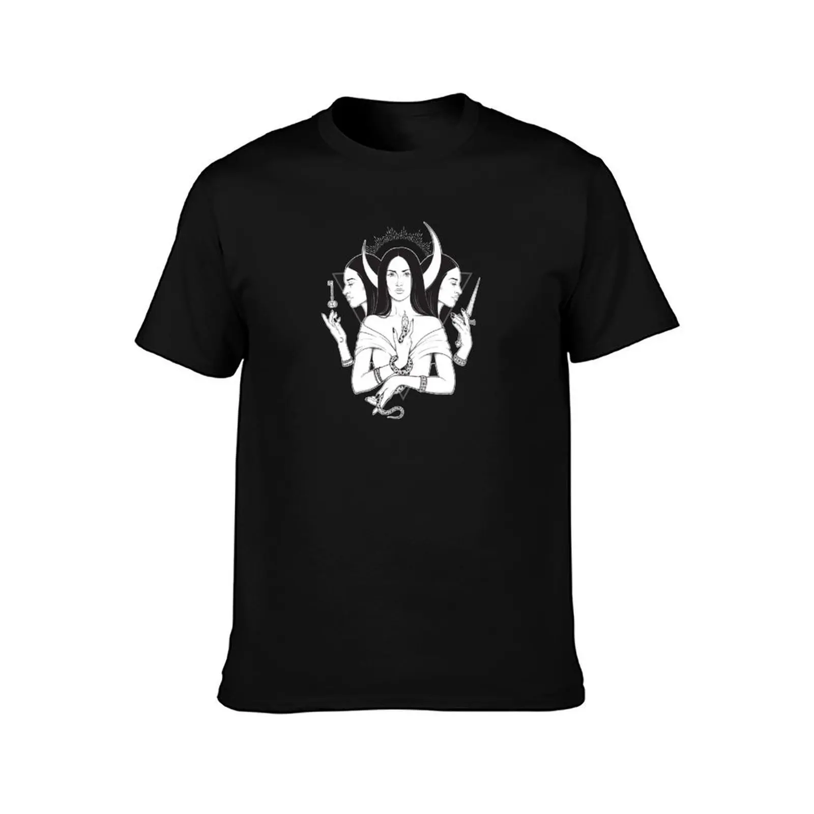 Hecate Triple Moon Goddess of the Moon and Magic Pagan Wicca T-Shirt, Summer Casual Cotton Tee, Oversized Streetwear Tops
