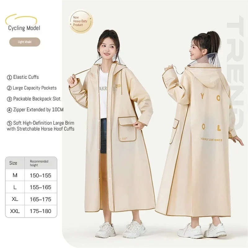 New Fashion Women Transparent Eva Plastic Man Raincoat Travel Waterproof Rainwear Adult Can Hold Backpack Rain Coat
