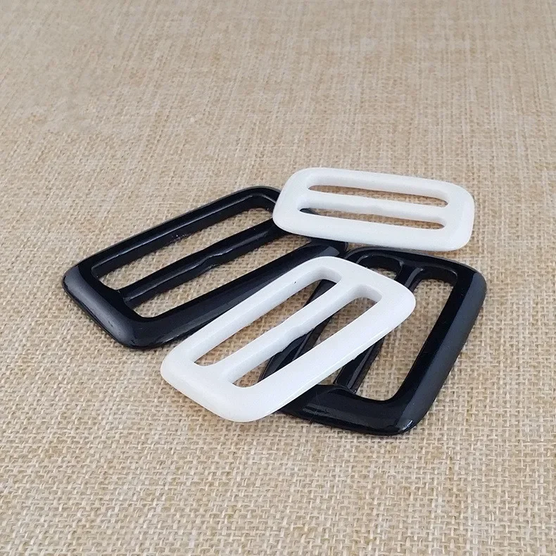 10pcs High-grade Resin Square Waist Buckle Black and White Three-speed Buckle Adjustment Ladies Windbreaker Decorative Buttons