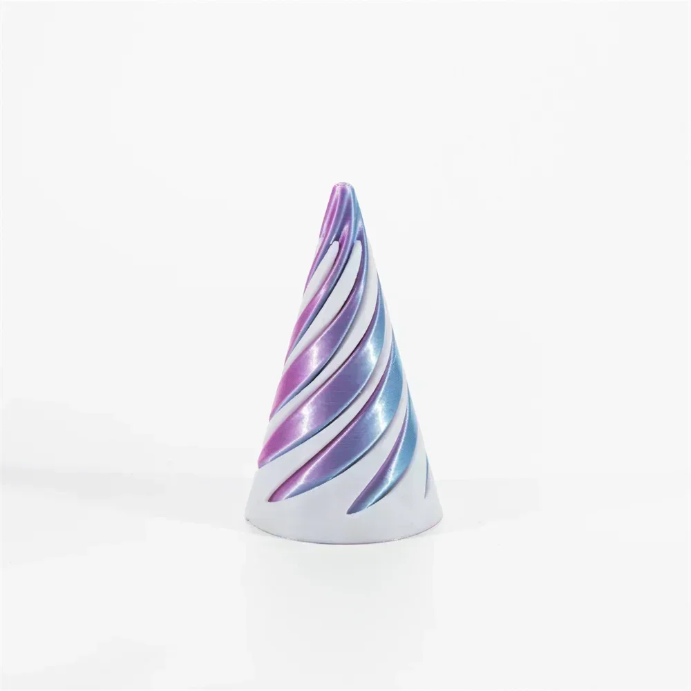 3D-geprinte spiraalkegelornament Fidgetspeelgoed Decompressie Draaiend Driedimensionale structuur Vingertop Dubbele kleur Stressverlichting