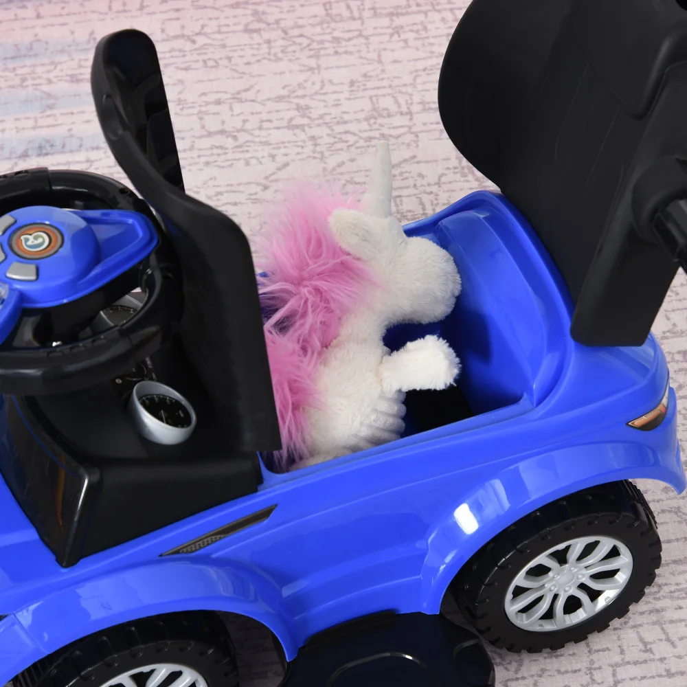 2 In 1 Push Cars for Toddlers Kid Ride on Push Car Stroller Sliding Car with Horn Music Light Function Secure Bar Ride on Toy