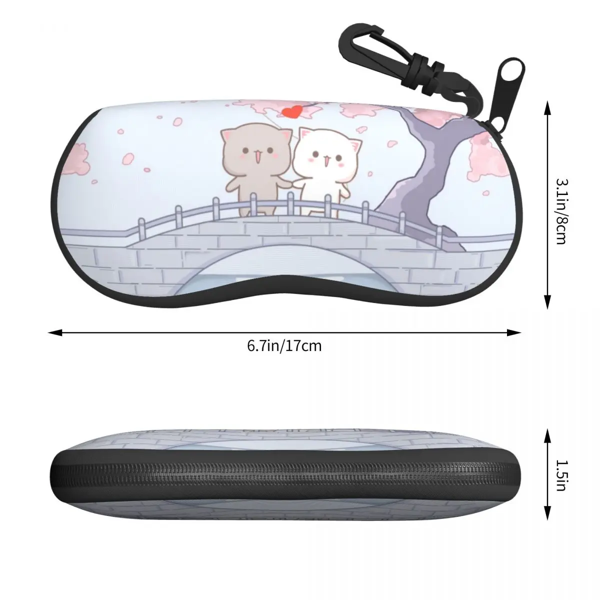 Custom Romantic Peach And Goma Mochi Cat Shell Eyeglasses Case Women Men Cool Glasses Case Sunglasses Box Pouch