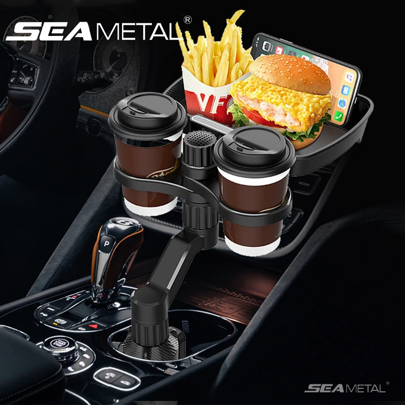 SEAMETAL Auto-Getränkehalter, erweiterte Ablage für Lebensmittel, Getränke, Snacks, Unterstützung für die Auto-Mittelkonsole, Tisch für Flaschenhalter, Zubehör