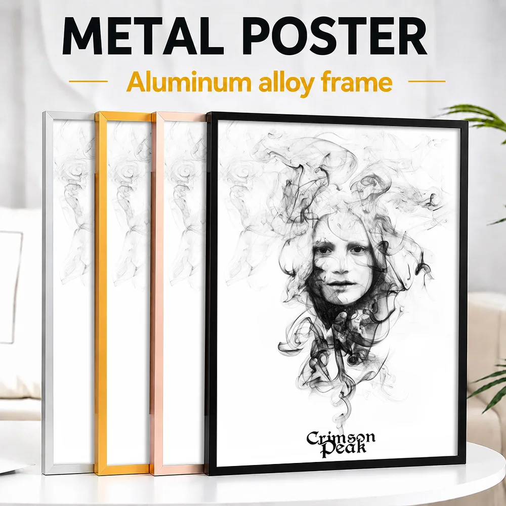 Crimson Peak Movie Framed Aluminum Metal Poster Personalized Black And White Wall Art For Film Screening Room, Cinema Fan Gift