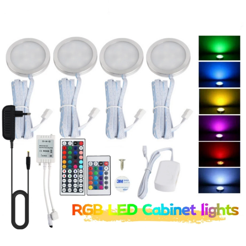 DC12V RGB LED Cabinet Light 24key 44key IR Remote Control EU/US/UK/AU Power Adapter Kit Home Decoration Lamp for Wardrobe