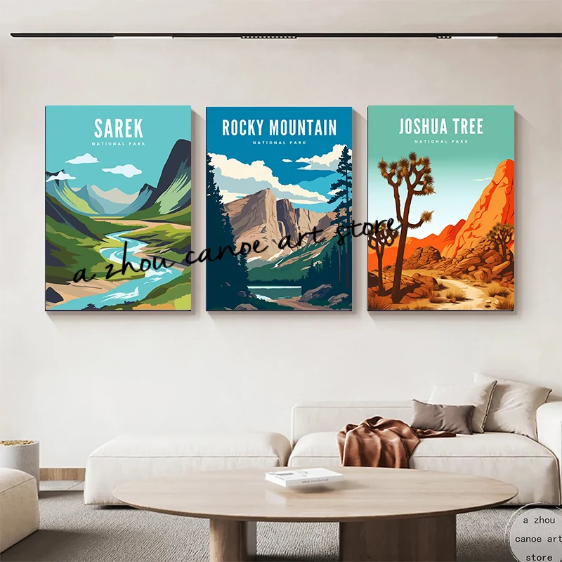 Retro Grand Canyon National Park Mountain River Lake Landscape Art Poster Canvas Painting Wall Art Print Picture Room Home Decor