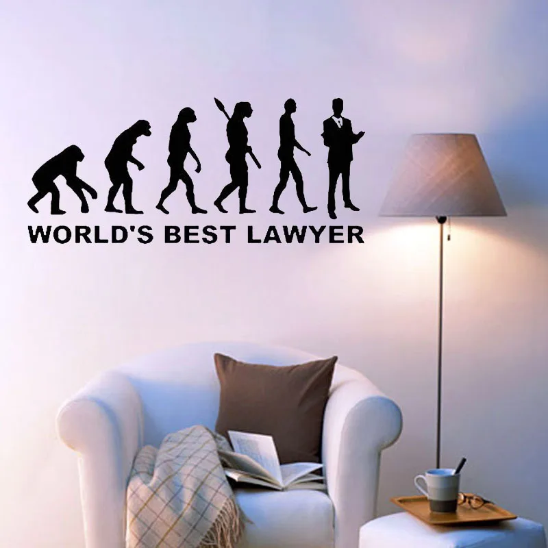 WORLD'S BEST LAWYER Human Evolution To A Lawyer Wall Sticker Home Decor Living Room Bedroom Wall Art Murals