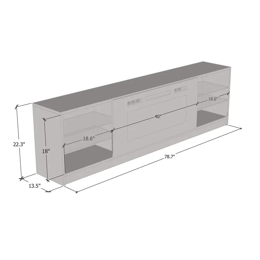 #High Gloss Electric Fireplace TV Stand LED Storage Fits 90