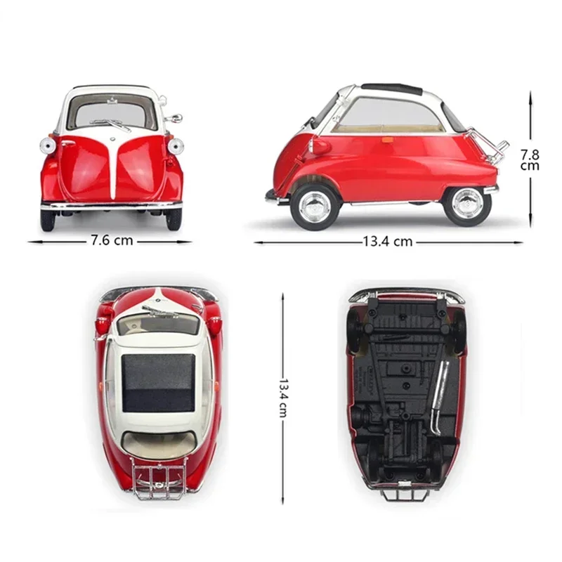 WELLY 1:18 BMW Isetta 6 Styles WELLY Diecast Scale Model Car Classic Car Metal Alloy Toy Car For Children Gift Collection B1