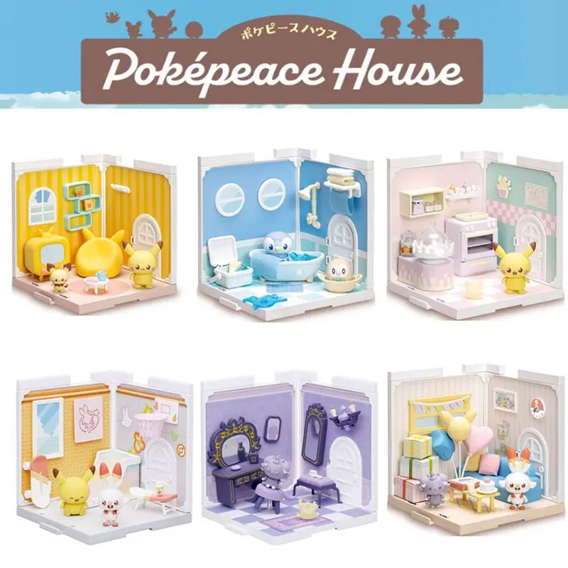 TOMY Multi Meika Pok é mon Rowlet Pikachu Scorbunny Espurr Piplup Elf Cabin Assembly Model Male and Female Toy Gifts