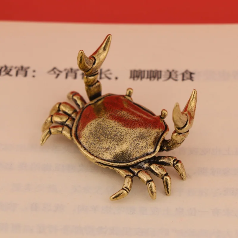 Brass Weightlifting Crab Ornament New Solid Windfall General Home Office Tea Pet Tea Table Cover Copper Handicrafts