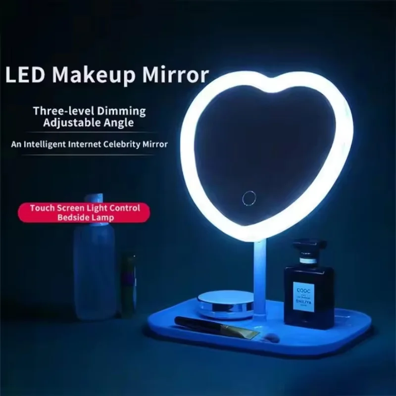 Lustro kosmetyczne na biurko z oświetleniem LED, lusterko do makijażu z lampkami, lusterko z funkcją wypełniania światłem, lusterko do makijażu.