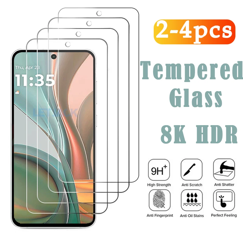 

2 to 4Pcs Clear HD Tempered Glass for Motorola Moto G75 G55 G45 G35 G04S G04 G14 G24 G34 G54 Power G64 G84 Screen Protector Film