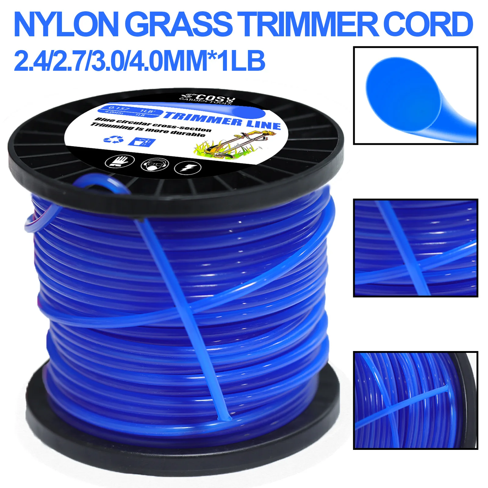 1LB*2.4/2.7/3.0/4.0mm Mowing Nylon Grass Trimmer Rope Brush Cutter Strimmer Line Round Brushcutter Trimmer Cord Line Wire