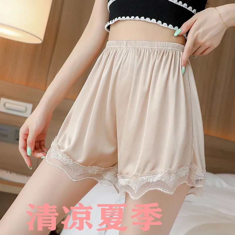 Satin Safety Pants Large Prevent Light From Leaking Out  Cool In Summer Loose Lace Edges With Ice Silk For Women To Look Slim,