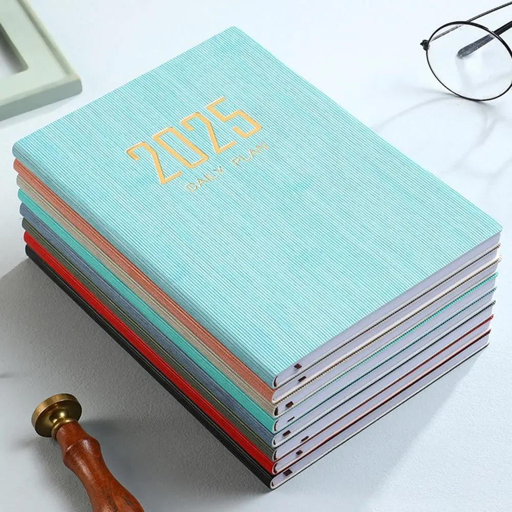 A5 2025 Agenda Book with Calendar English 2025 Planner Notebook To Do List PU Leather Cover To Do List English Notepad