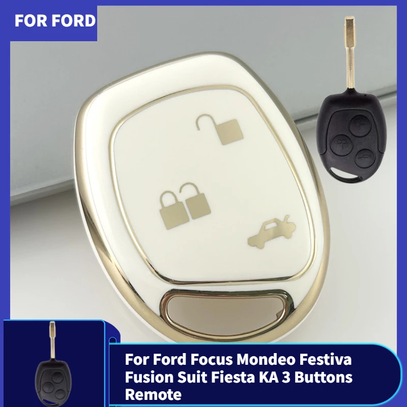 New TPU Car Key FOB Case Cover for Ford Focus Mondeo Festiva Fusion Suit Fiesta KA 3 Buttons Remote Key Case Protector Keychain