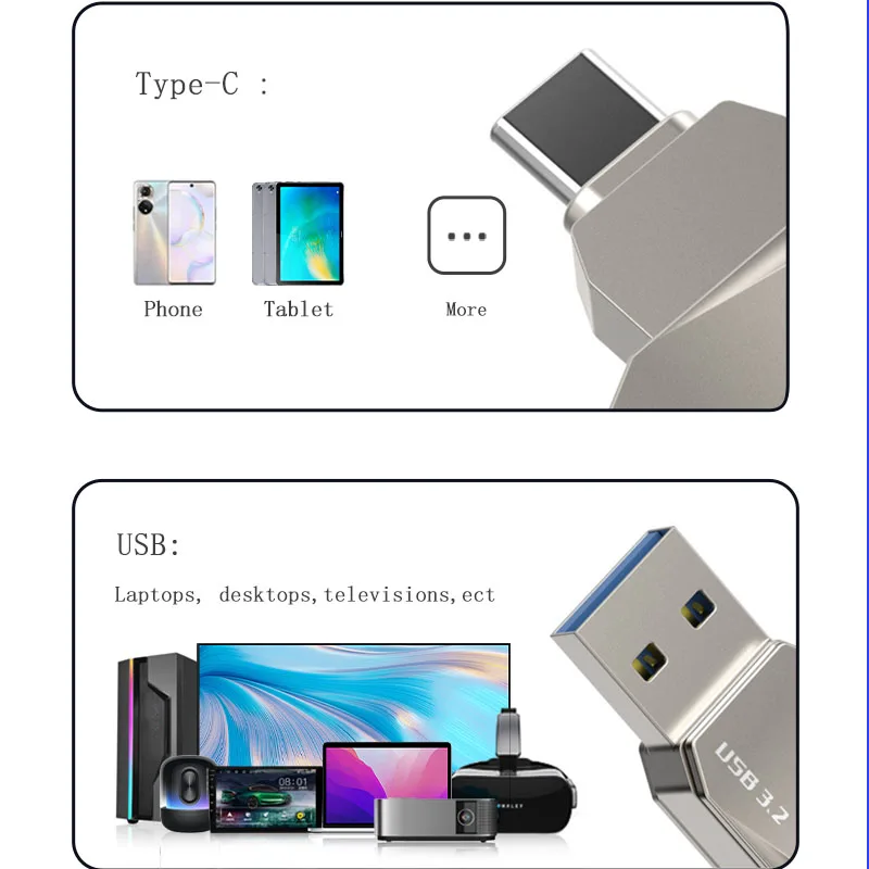 Mobile USB flash drive For Car Radio Bluetooth Apapte 32/64/128GB Metal Silver U Disk Plug and Play Photo Music Storage