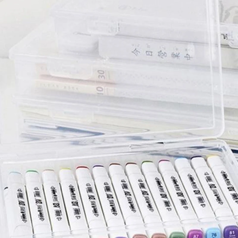 

Office Desktop Supplies A4 File Storage Box Transparent Portable Document Organizer Dust-proof Plastic Stationery Storage Case
