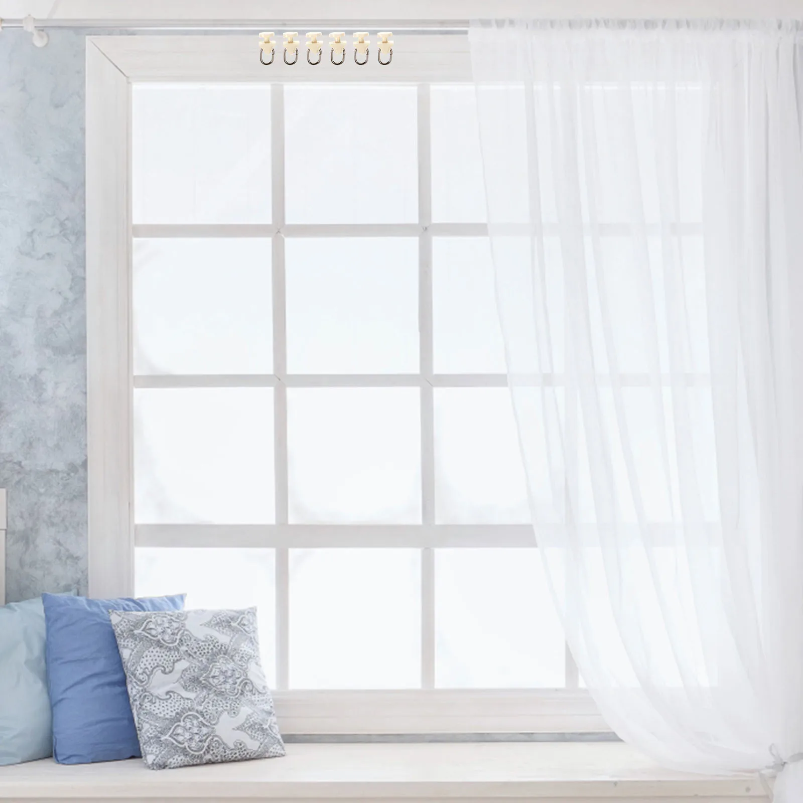 100 قطعة ستارة مسار طائرات شراعية بكرات بلاستيكية تصميم نحيف سهل الشريحة ملحقات ستارة المنزل عداء مسار السكك الحديدية #5