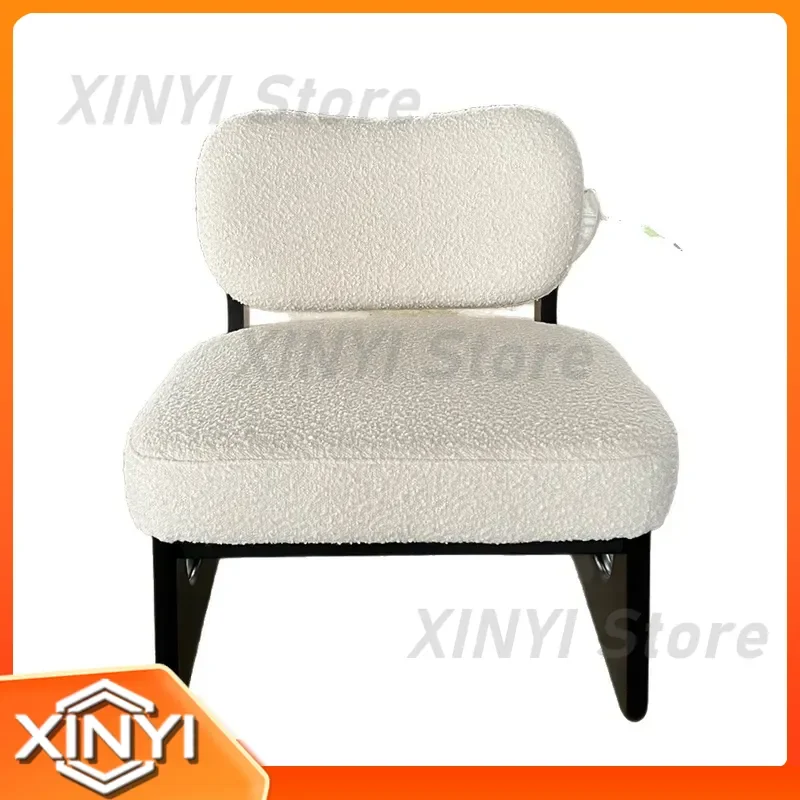 For Nordic Hotel Room Solid Wood Chair Retro Style Designer Chair Modern Simple Lamb Fleece White Latte Leisure Chair