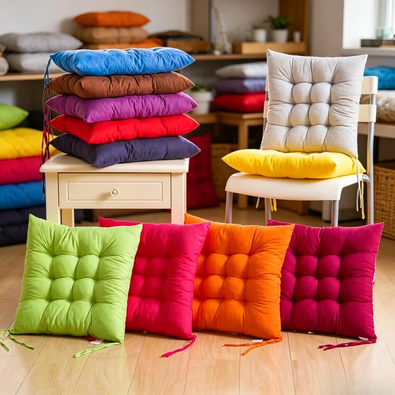 40cm Dekokissen für Stuhl, Rutschfestes Sitzkissen mit Fixierseil, Weiche Nappolsterung für Bürostuhl & Sofa