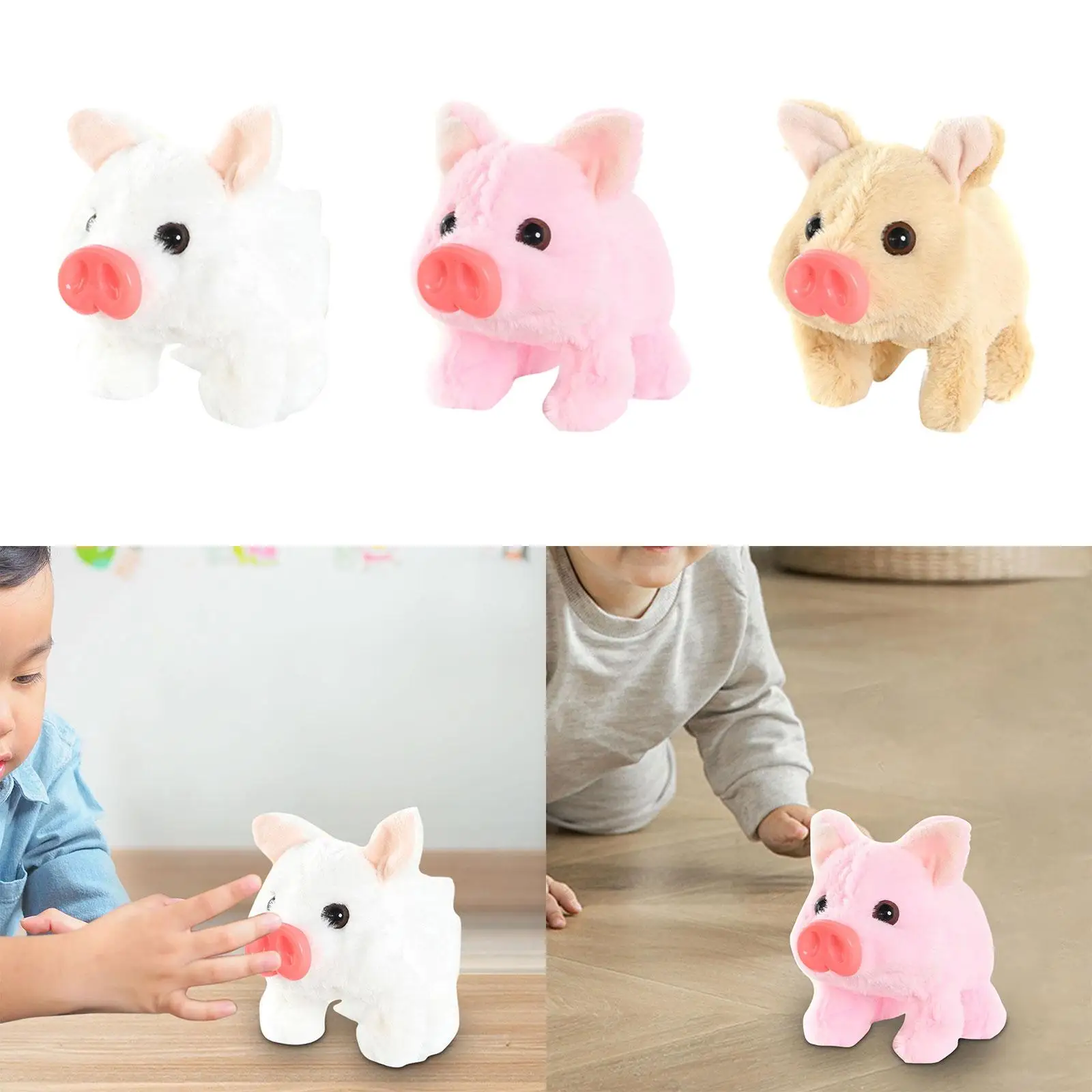 Cerdo de peluche eléctrico, juguete animado con boca móvil, cerdito educativo realista para caminar, regalo de cumpleaños para niños y niñas