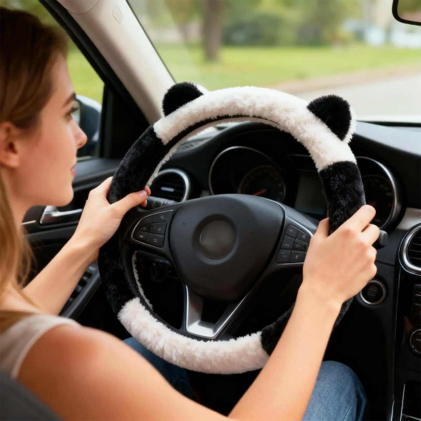 

Милый чехол на руль 14,9 дюйма, противоскользящий, милый дышащий автомобильный противоскользящий чехол на руль для мужчин, грузовик, внедорожник, минивэн, седан