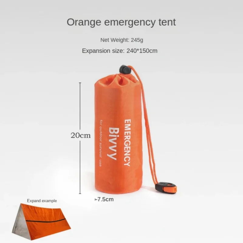 2 Person Emergency Shelter Bivy Survival Tent Kit Mylar Tube Tent Sleeping Bag Waterproof Outdoor SOS Thermal Blanket Reusable